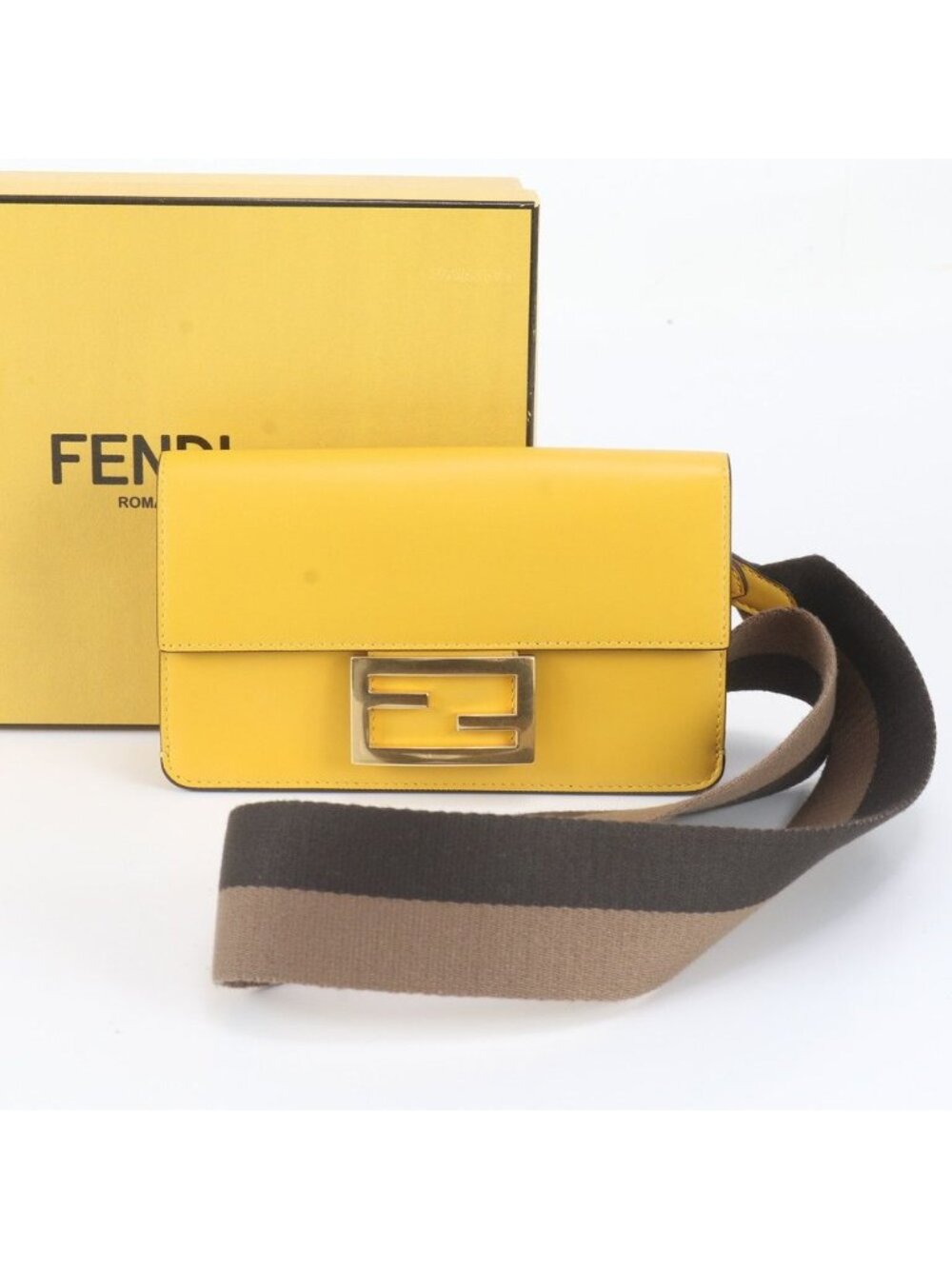 Fendi Flat Baguette Mini Leather 2-Way Shoulder Bag